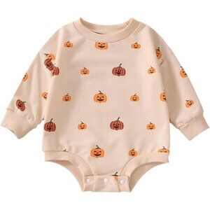 Halloween Baby Girl Boy Clothes Pumpkin Romper‎ Sweatshirt Onesie Bodysuit